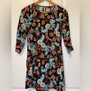 As U Wish Blue and Orange Sheath Dress with 3/4 Sleeves